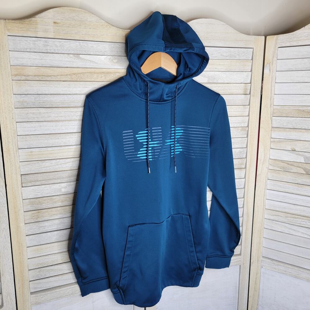 Under Armour Cold Gear Loose Teal Athletic Pullover Hoodie Size Medium Womens